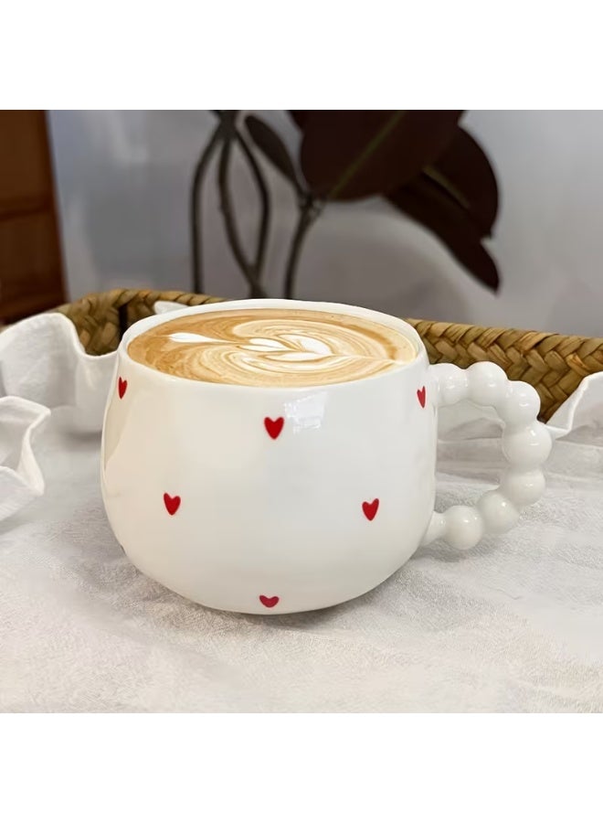 KITCHENOO 1pc Cute Hand-Painted Coffee Cup with Flowers, Underglaze Ceramic Mug and Saucer Set for Daily Use of Coffee or Tea, Irregular Shape Design, Stylish Appearance - Image 2